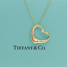 Lade das Bild in den Galerie-Viewer, Tiffany & Co Halskette Elsa Peretti mit großen offenem Herz und Diamanten in 18KT Gold mit Box