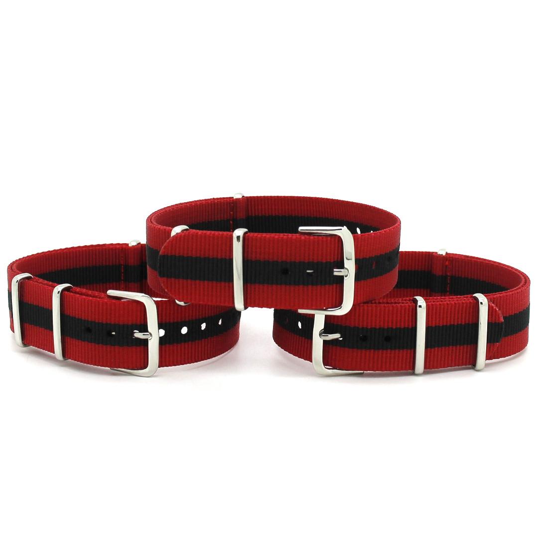 1 x Nato Armband rot – schwarz – rot – 20mm – passend für diverse Sport Modelle
