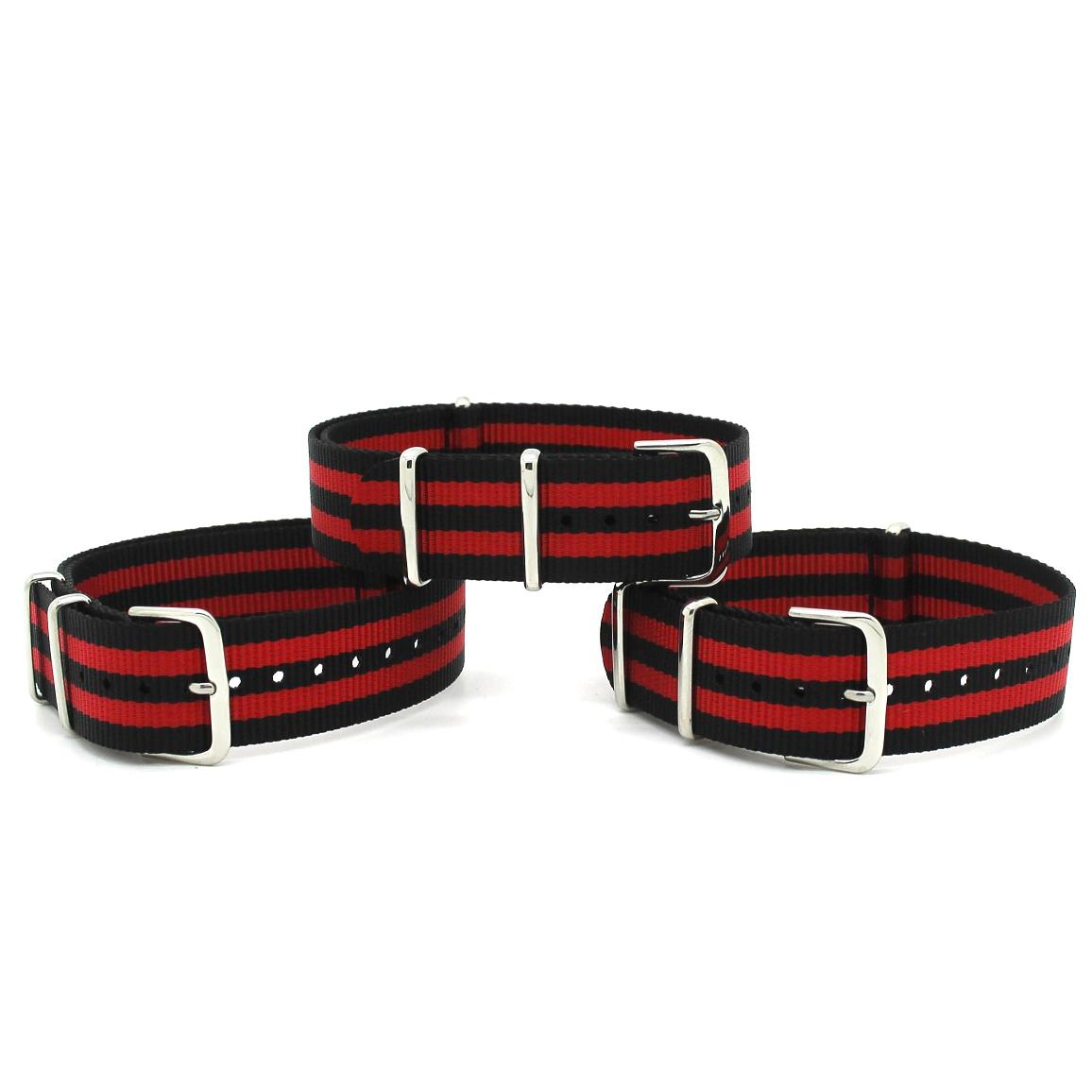 1 x Nato Armband schwarz – rot – schwarz – rot – schwarz –  20mm – passend für diverse Sport Modelle