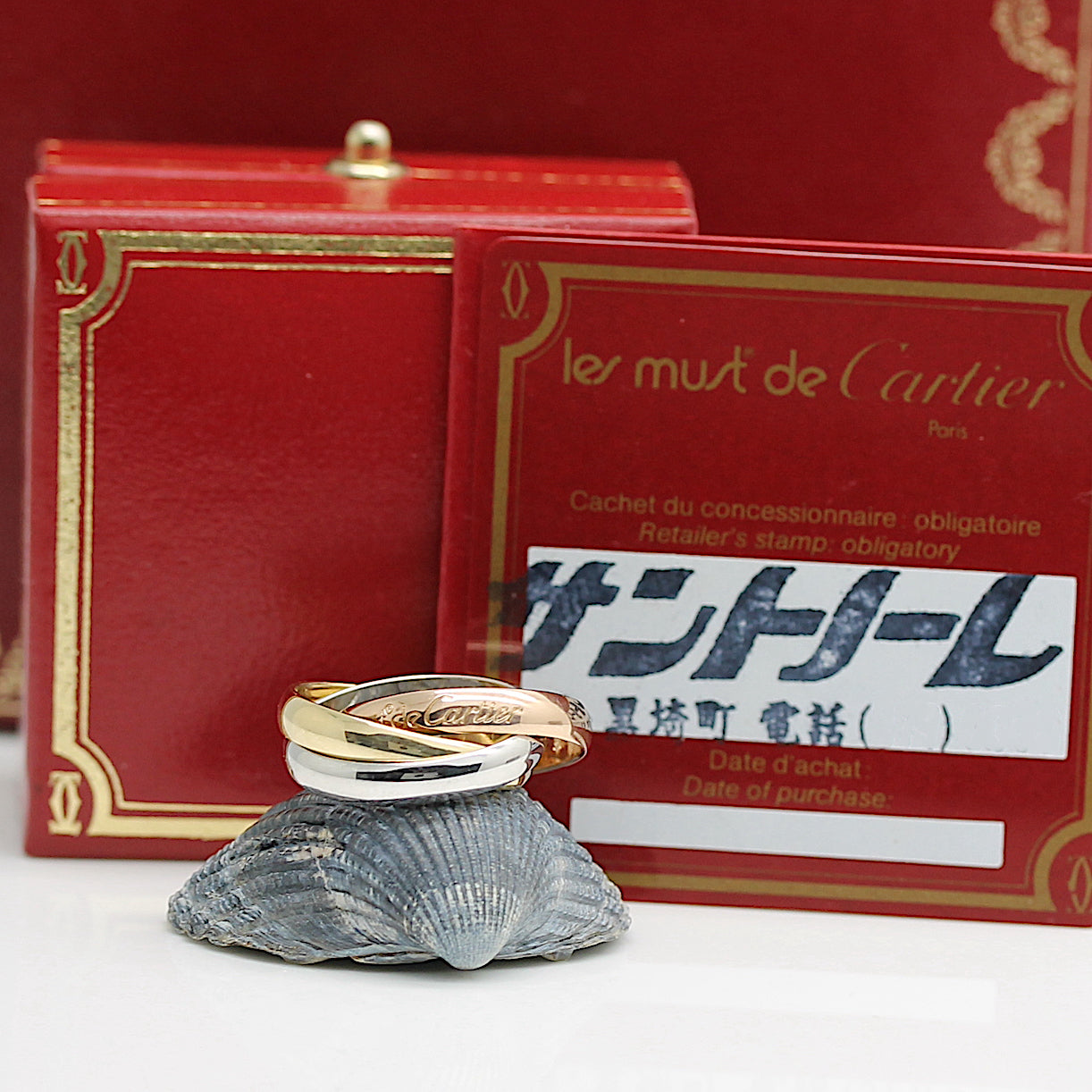 Les must de Cartier Trinity Tricolour 18KT Gold mit Cartier Box & Papiere in Gr. 50