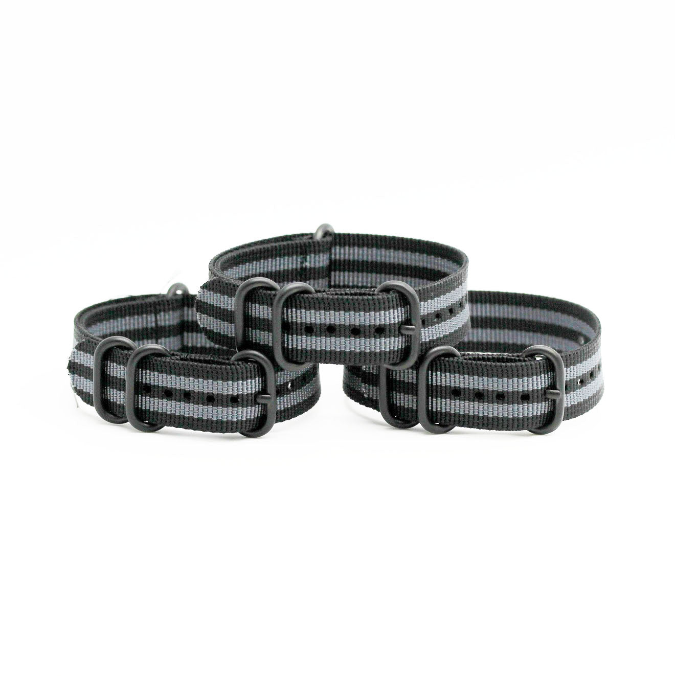 1 x Nato Armband schwarz – grau – 20mm – passend für diverse Sport Modelle
